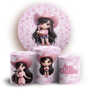 Capas Painel Redondo e Trio Cilindro Sublimado - Ana Castela Boiadeira