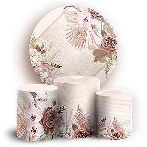 Capas Painel Redondo e Trio Cilindro Sublimado - Floral