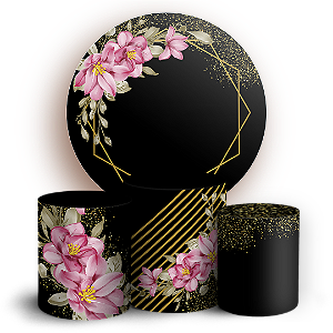 Capas Painel Redondo e Trio Cilindro Sublimado - Floral
