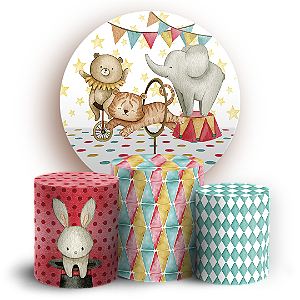 Capas Painel Redondo e Trio Cilindro Sublimado - Circo