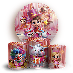 Capas Painel Redondo e Trio Cilindro Sublimado - Circo