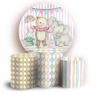 Capas Painel Redondo e Trio Cilindro Sublimado - Circo