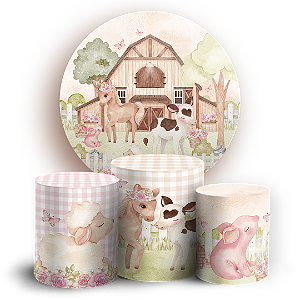 Capas Painel Redondo e Trio Cilindro Sublimado - Fazendinha