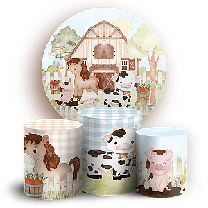 Capas Painel Redondo e Trio Cilindro Sublimado - Fazendinha