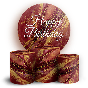 Capas Painel Redondo e Trio Cilindro Sublimado - Happy Birthday
