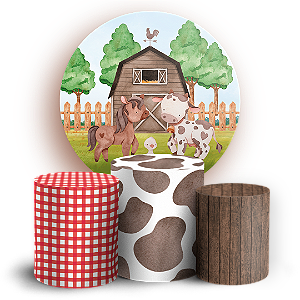 Capas Painel Redondo e Trio Cilindro Sublimado - Fazendinha