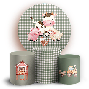 Capas Painel Redondo e Trio Cilindro Sublimado - Fazendinha