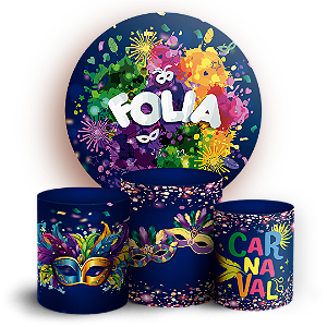 Capas Painel Redondo e Trio Cilindro Sublimado - Carnaval