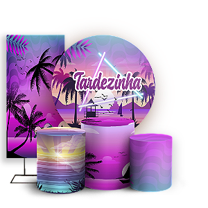 Capas Painel Redondo Trio Cilindro e Faixa Lateral Sublimado - Tardezinha
