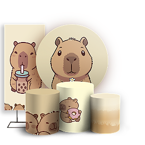 Capas Painel Redondo Trio Cilindro e Faixa Lateral Sublimado - Capivara