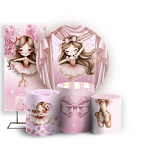 Capas Painel Redondo Trio Cilindro e Faixa Lateral Sublimado - Bailarina