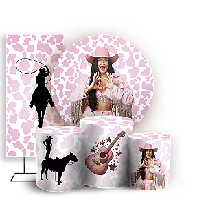 Capas Painel Redondo Trio Cilindro e Faixa Lateral Sublimado - Ana-Castela-Boiadeira