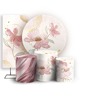 Capas Painel Redondo Trio Cilindro e Faixa Lateral Sublimado - Floral