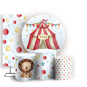 Capas Painel Redondo Trio Cilindro e Faixa Lateral Sublimado - Circo