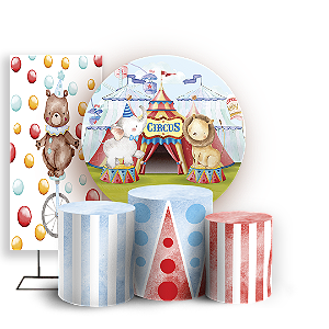 Capas Painel Redondo Trio Cilindro e Faixa Lateral Sublimado - Circo