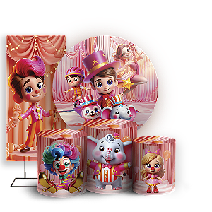 Capas Painel Redondo Trio Cilindro e Faixa Lateral Sublimado - Circo