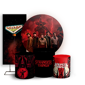 Capas Painel Redondo Trio Cilindro e Faixa Lateral Sublimado - Stranger Things