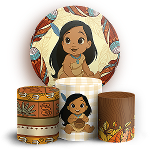 Capas Painel Redondo e Trio Cilindro Sublimado - Pocahondas Baby