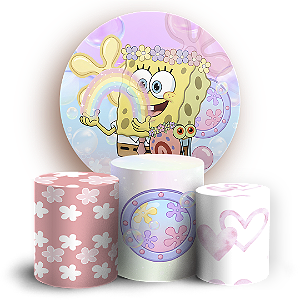 Capas Painel Redondo e Trio Cilindro Sublimado - Bob Esponja