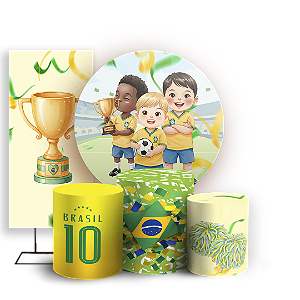 Capas Painel Redondo Trio Cilindro e Faixa Lateral Sublimado - Copa Brasil Infantil