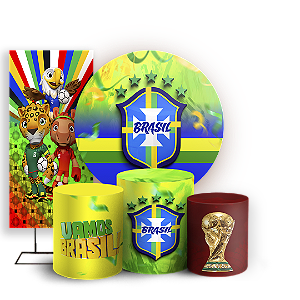 Capas Painel Redondo Trio Cilindro e Faixa Lateral Sublimado - Copa Brasil