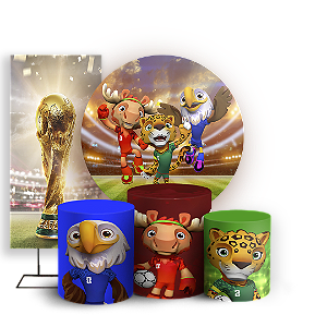 Capas Painel Redondo Trio Cilindro e Faixa Lateral Sublimado - Copa Brasil