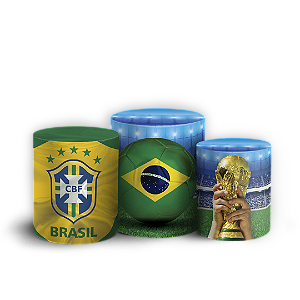 Capas Trio Cilindro Sublimado Vest Facil - Copa Do Mundo Brasil