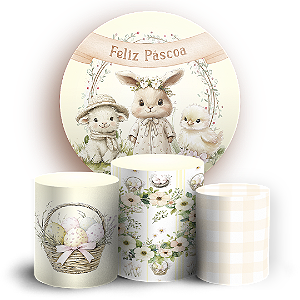 Capas Painel Redondo e Trio Cilindro Sublimado - Pascoa