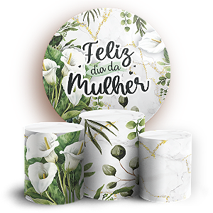 Capas Painel Redondo e Trio Cilindro Sublimado - Dia Da Mulher