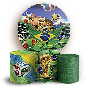 Capas Painel Redondo e Trio Cilindro Sublimado - Copa Do Mundo