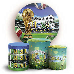 Capas Painel Redondo e Trio Cilindro Sublimado - Copa Do Mundo