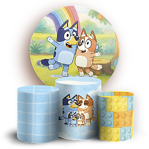 Capas Painel Redondo e Trio Cilindro Sublimado - Bluey