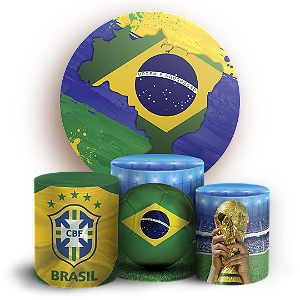 Capas Painel Redondo e Trio Cilindro Sublimado - Copa Do Mundo Brasil
