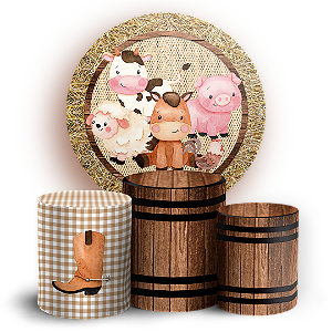 Capas Painel Redondo e Trio Cilindro Sublimado - Fazendinha