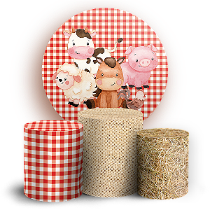 Capas Painel Redondo e Trio Cilindro Sublimado - Fazendinha