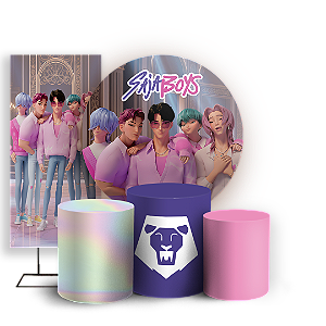 Capas Painel Redondo Trio Cilindro e Faixa Lateral Sublimado - Saja Boys