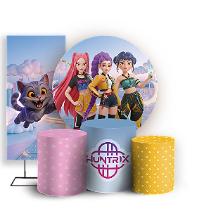 Capas Painel Redondo Trio Cilindro e Faixa Lateral Sublimado - Guerreiras do Kpop