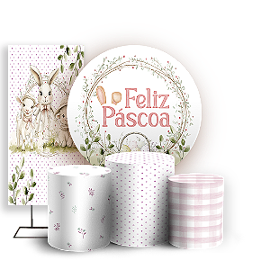 Capas Painel Redondo Trio Cilindro e Faixa Lateral Sublimado - Pascoa