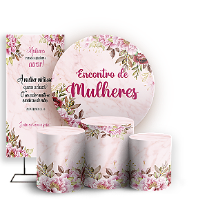 Capas Painel Redondo Trio Cilindro e Faixa Lateral Sublimado - Dia Da Mulher