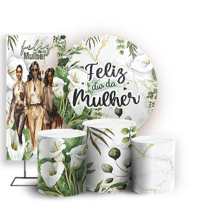 Capas Painel Redondo Trio Cilindro e Faixa Lateral Sublimado - Dia Da Mulher