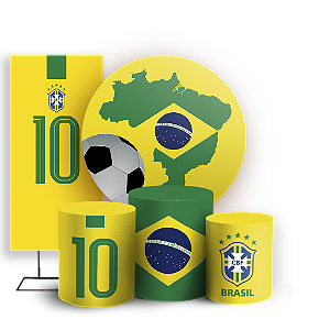 Capas Painel Redondo Trio Cilindro e Faixa Lateral Sublimado - Copa Do Mundo Brasil