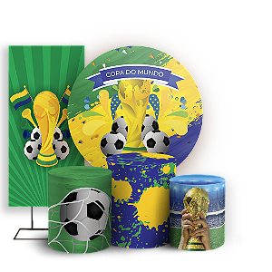 Capas Painel Redondo Trio Cilindro e Faixa Lateral Sublimado - Copa Do Mundo Brasil