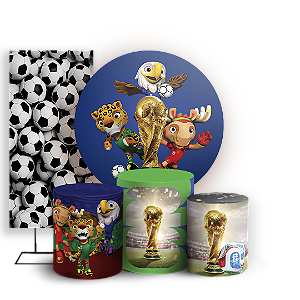 Capas Painel Redondo Trio Cilindro e Faixa Lateral Sublimado - Copa Do Mundo