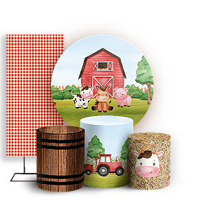 Capas Painel Redondo Trio Cilindro e Faixa Lateral Sublimado - Fazendinha