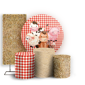 Capas Painel Redondo Trio Cilindro e Faixa Lateral Sublimado - Fazendinha