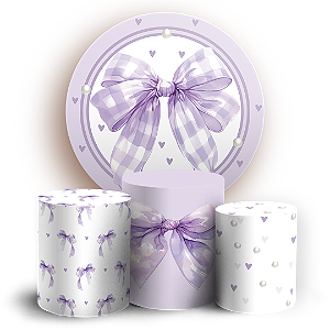 Capas Painel Redondo e Trio Cilindro Sublimado - Laços Lilas