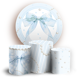 Capas Painel Redondo e Trio Cilindro Sublimado - Laços Azul