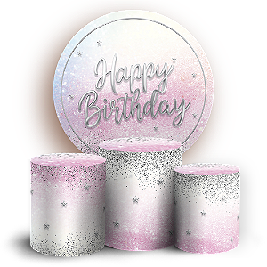 Capas Painel Redondo e Trio Cilindro Sublimado - Aniversário