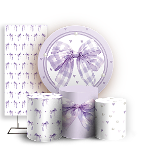 Capas Painel Redondo Trio Cilindro e Faixa Lateral Sublimado - Laços-Lilas