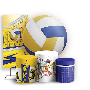Capas Painel Redondo Trio Cilindro e Faixa Lateral Sublimado - Vôlei